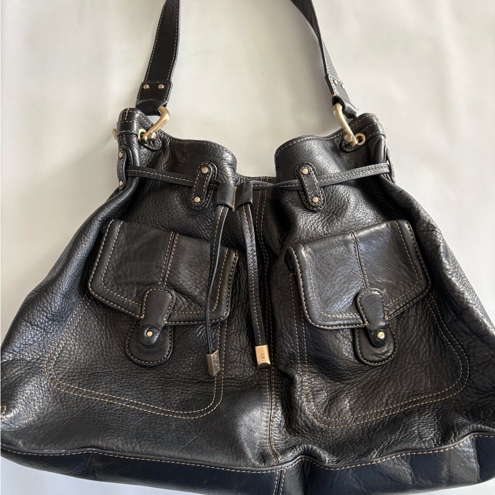 Liz Claiborne Black Leather Hobo Bag